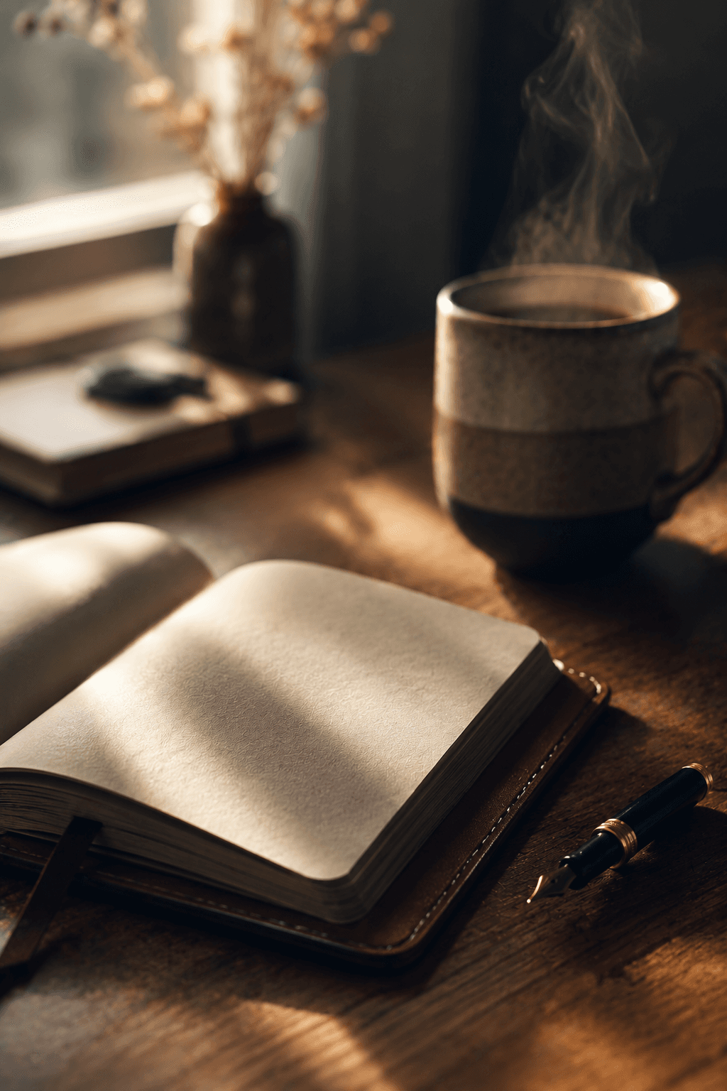 A small notebook and pen on a wooden surface — capturing creative ideas the moment they arrive is essential